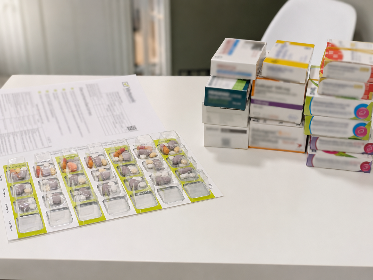 Medicamentos y dispositivos utilizados en la preparación semanal del SPD